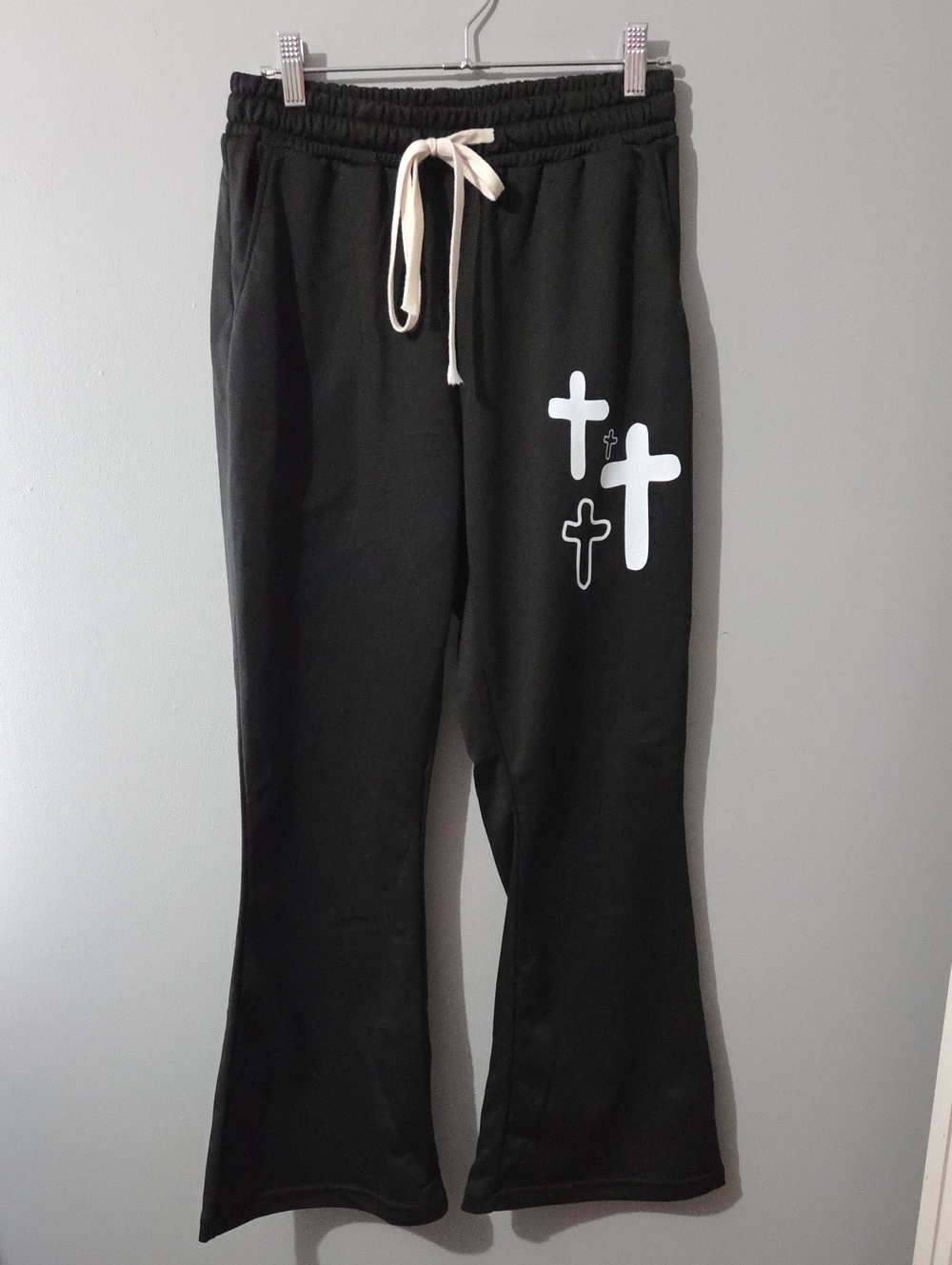 Drawstring Sweatpants with Cross Graphic